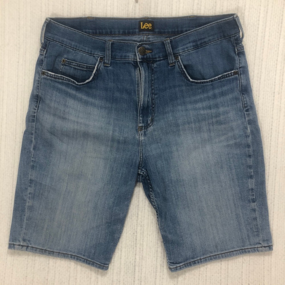 Lee Mens Denim Shorts Medium Wash‎ Stretch 5-Pocket 712314746 Blue Size 34